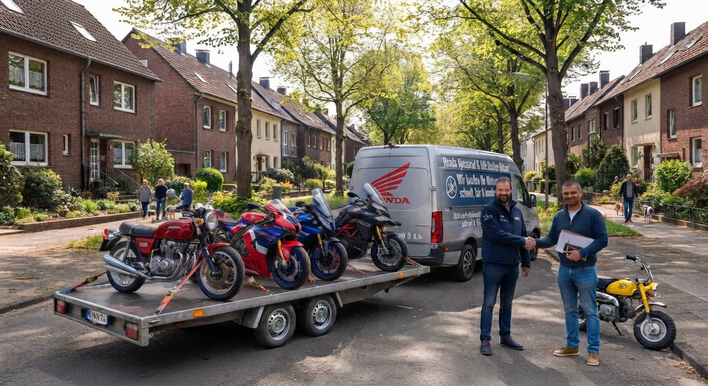 Honda Motorrad verkaufen in NRW? Ich kaufe Honda Motorräder aller Modelle und Zustände. Unfallmotorräder, defekte Bikes und Sloopfahrzeuge willkommen. Schnelle Abholung.