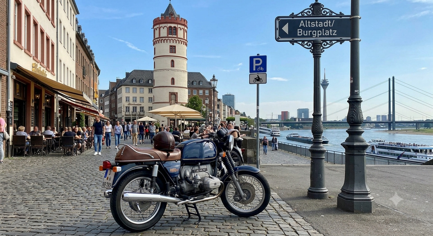 Motorrad verkaufen in Düsseldorf: Unser Ankaufsservice holt Ihr Motorrad direkt in der Altstadt oder Umgebung ab.